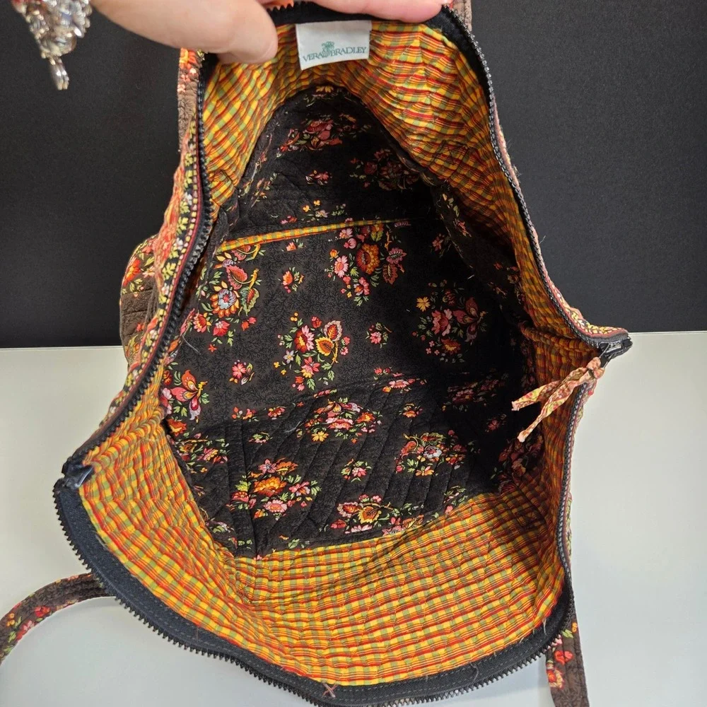 Vintage Y2K Vera Bradley Chocolat Floral Large Travel Tote Bag Quilted Weekender